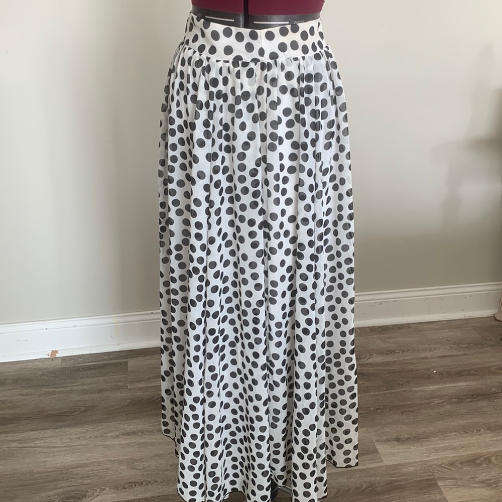 Chiffon Black and White Polkadot Skirt